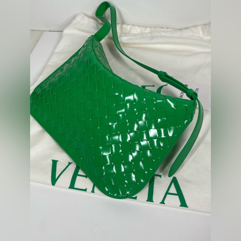 BRAND NEW BOTTEGA VENETA GREEN INTRECCIATO WEAVE SHOULDER LEATHER BAG PURSE - Picture 8 of 13
